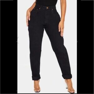 Pretty Little Thing Shape High Waist Mom Jeans Black Like New size 6